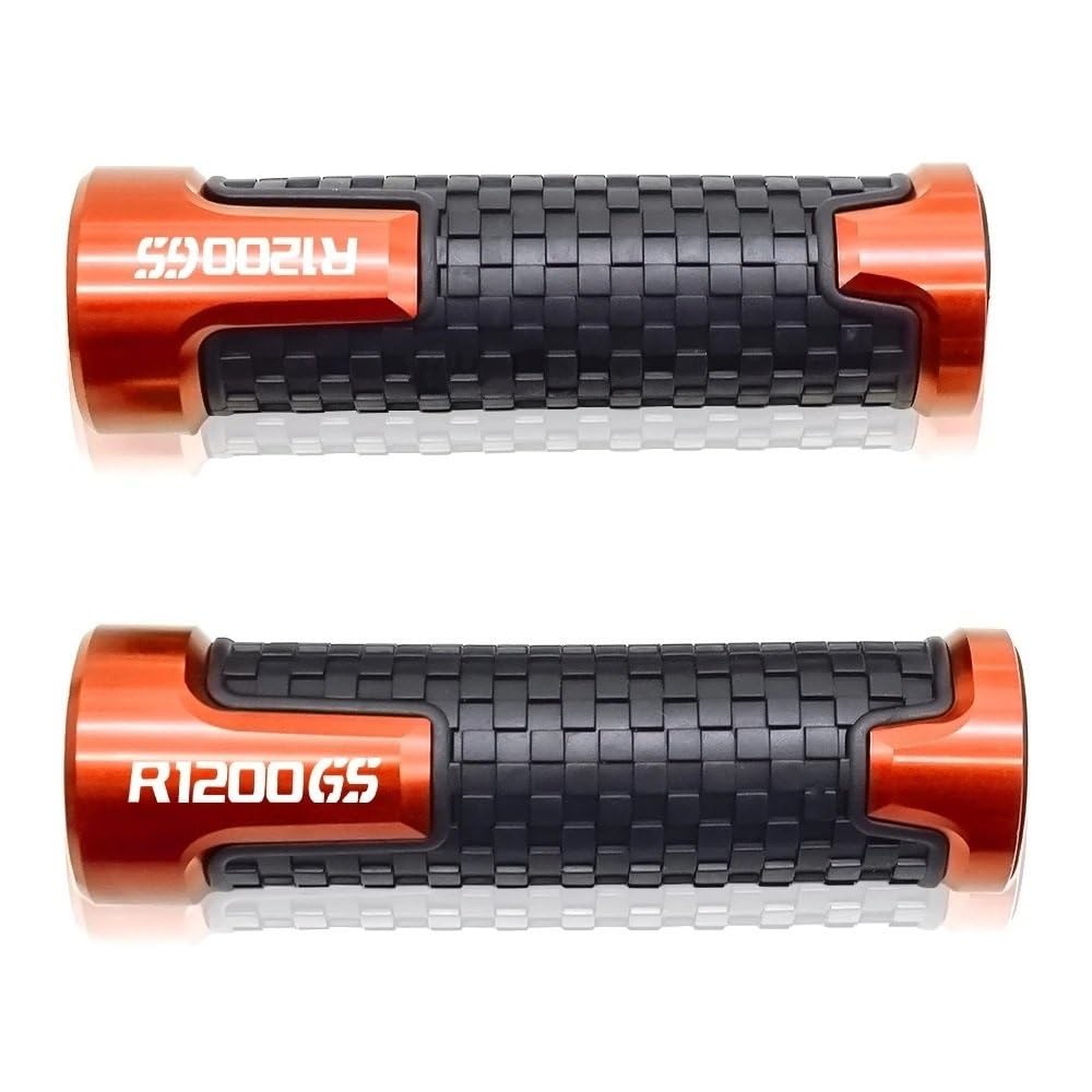 NIAGEUCVC Motorrad 7/8" 22mm Lenkergriffe Für B&MW R1200GS Abenteuer LC 2004-2018 R1200 Motorrad 7/8 "22mm Anti-Slip Griff Bar Lenker Handgriffe(Orange) von NIAGEUCVC