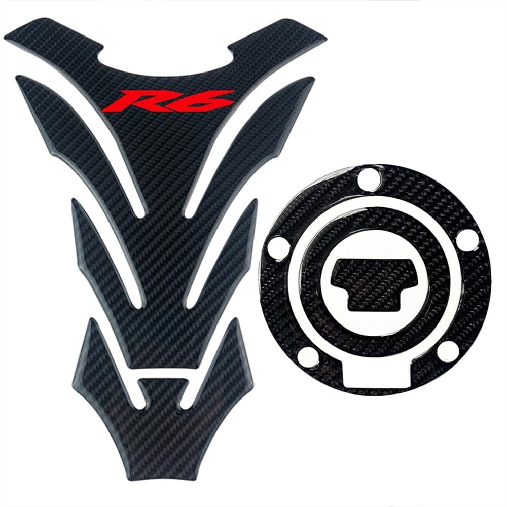 NIAGEUCVC Motorrad-Tankmatte Carbon Faser Aufkleber Motorrad Tankdeckel Pad 3D TankPad Aufkleber Für Y&AMAHA R6 R1 YZF YZFR6 YZFR1 R3 R15 R25(COMBO-04) von NIAGEUCVC