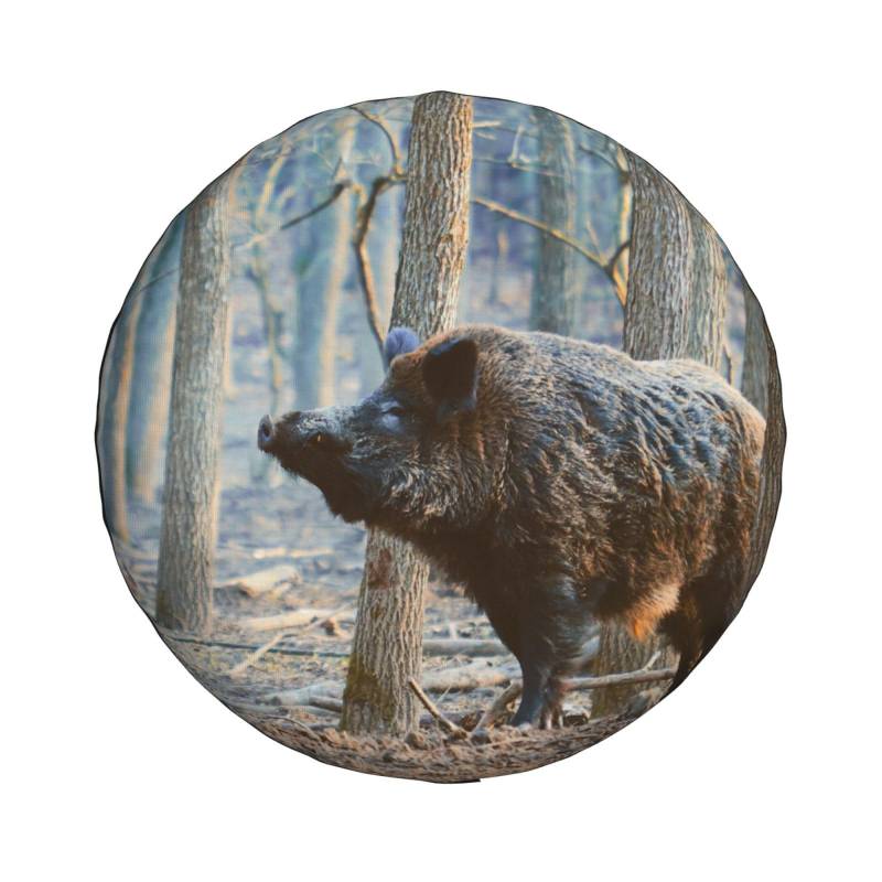 Reserverad-Reifenabdeckung, Wildschwein im Wald, wasserdicht, staubdicht, Reifentasche, 38,1 cm (15 Zoll) von NIBABAEU