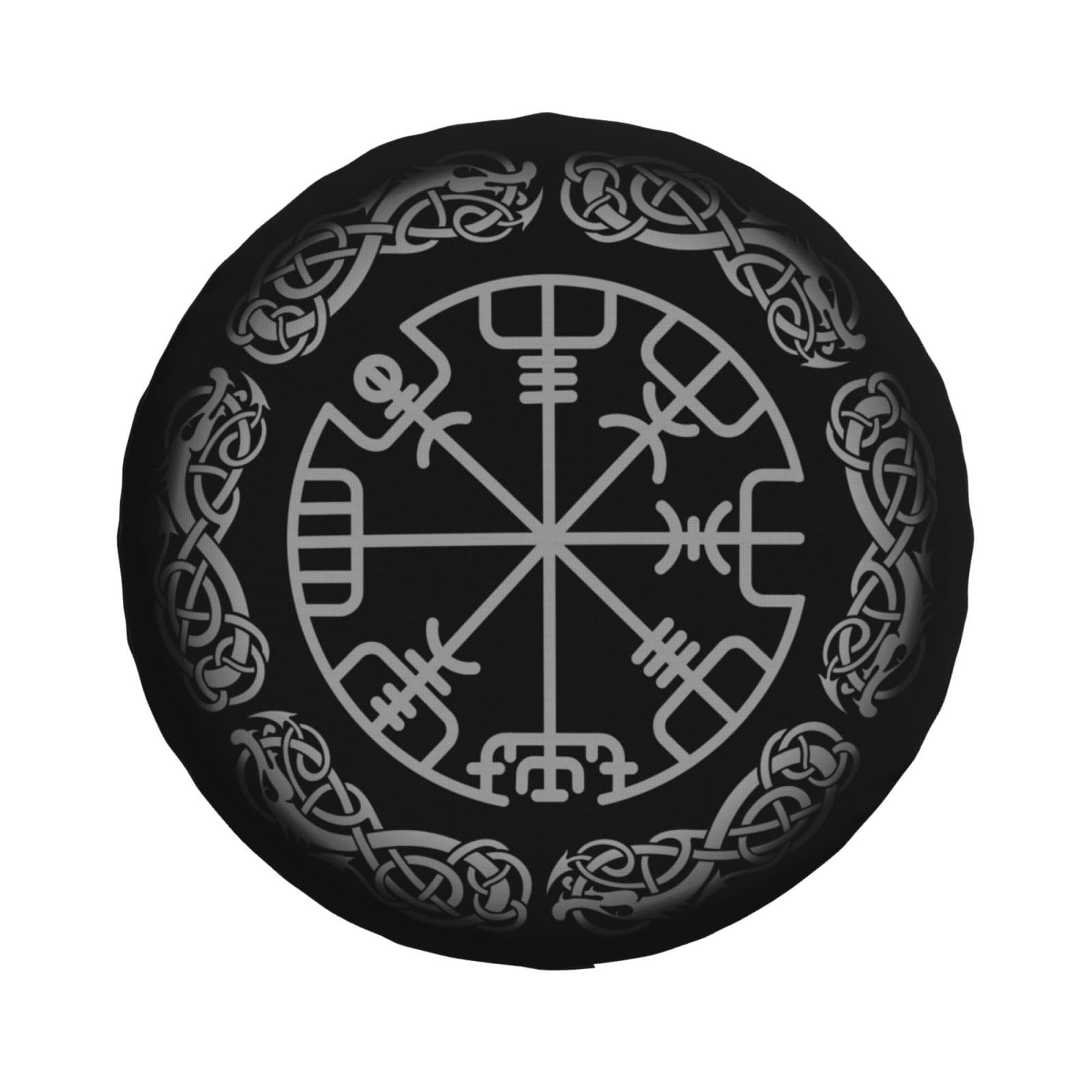 Reserveradabdeckung, Grau Viking Rune Magic Navigation Print, wasserdichte staubdichte Radabdeckungen Reifentasche 16 Zoll von NIBABAEU