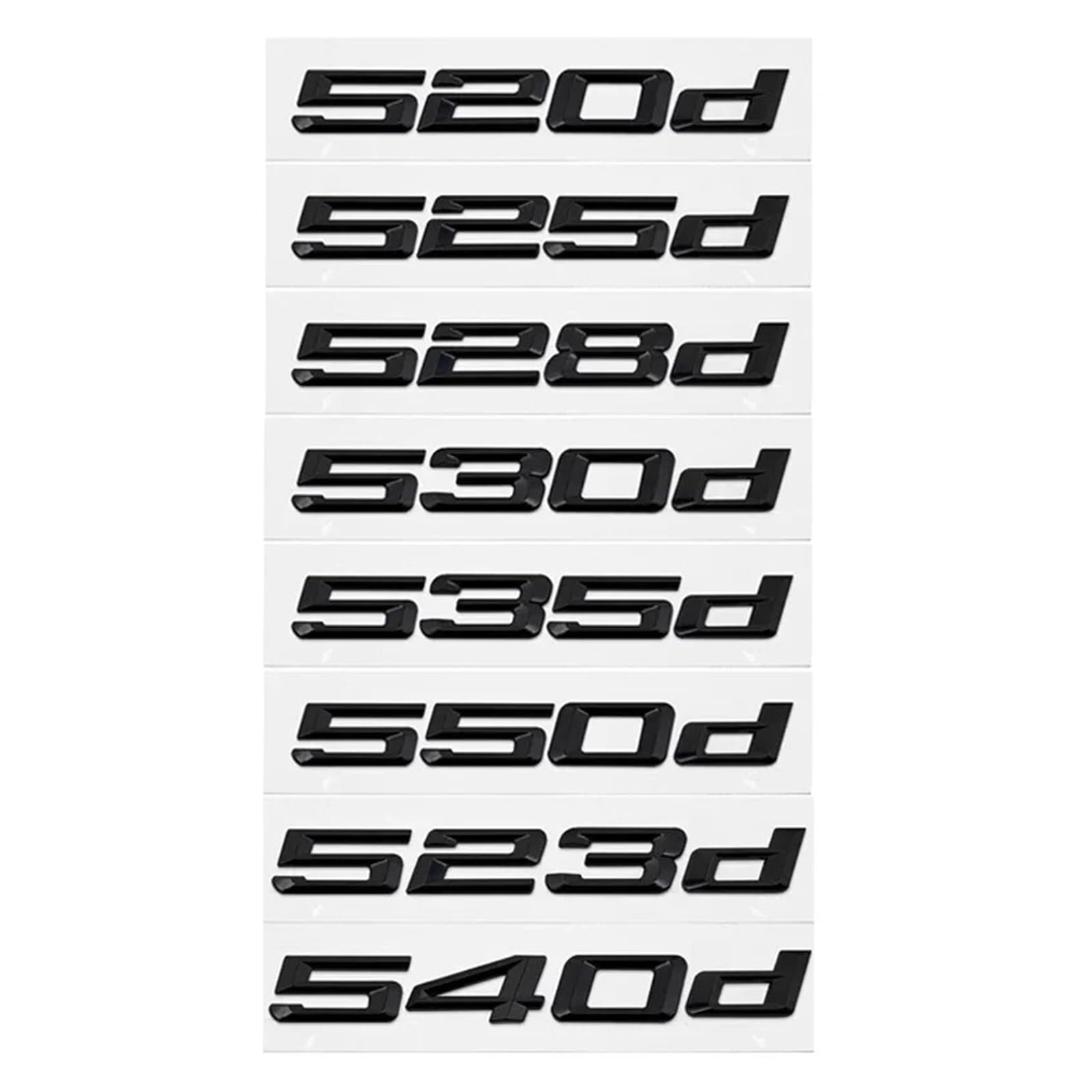 NIBOTT 3D ABS Auto Stamm Buchstaben Logo Aufkleber Abzeichen Emblem Aufkleber Fit for BMW 5 Series 520d 525d 528d 530d 535d 540d E39 E60 E61 F07 F10 F11 (Color : Gloss Black, Size : 525d) von NIBOTT