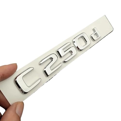 NIBOTT 3D ABS C250d Auto Hinten Stamm Emblem Abzeichen Glänzend Schwarz Chrom Buchstaben for Auto Logo Fit for Mercedes C250d W205 w204 Aufkleber Zubehör (Color : C250d Chrome) von NIBOTT