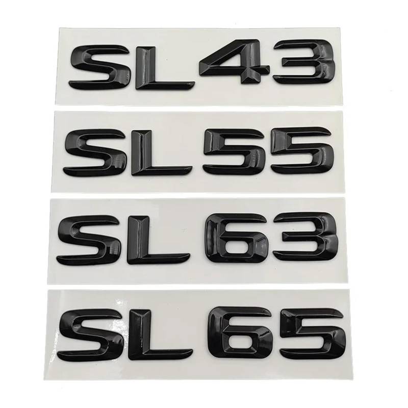 NIBOTT 3D ABS Chrom Buchstaben Auto Hinten Stamm Abzeichen SL43 SL55 SL63 SL65 Emblem Logo Fit for Mercedes SL AMG R230 R290 R231 Auto Zubehör (Color : Glossy Black, Size : SL63) von NIBOTT