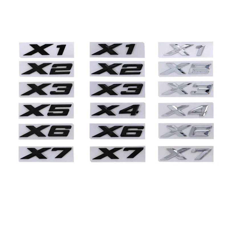 NIBOTT 3D ABS Chrom Schwarz Auto Stamm Buchstaben Aufkleber Fit for BMW X1 X2 X3 X4 X5 X6 X7 Logo Emblem Abzeichen Schriftzug Aufkleber Zubehör (Size : Chrome, Color : X6 Before 2014) von NIBOTT