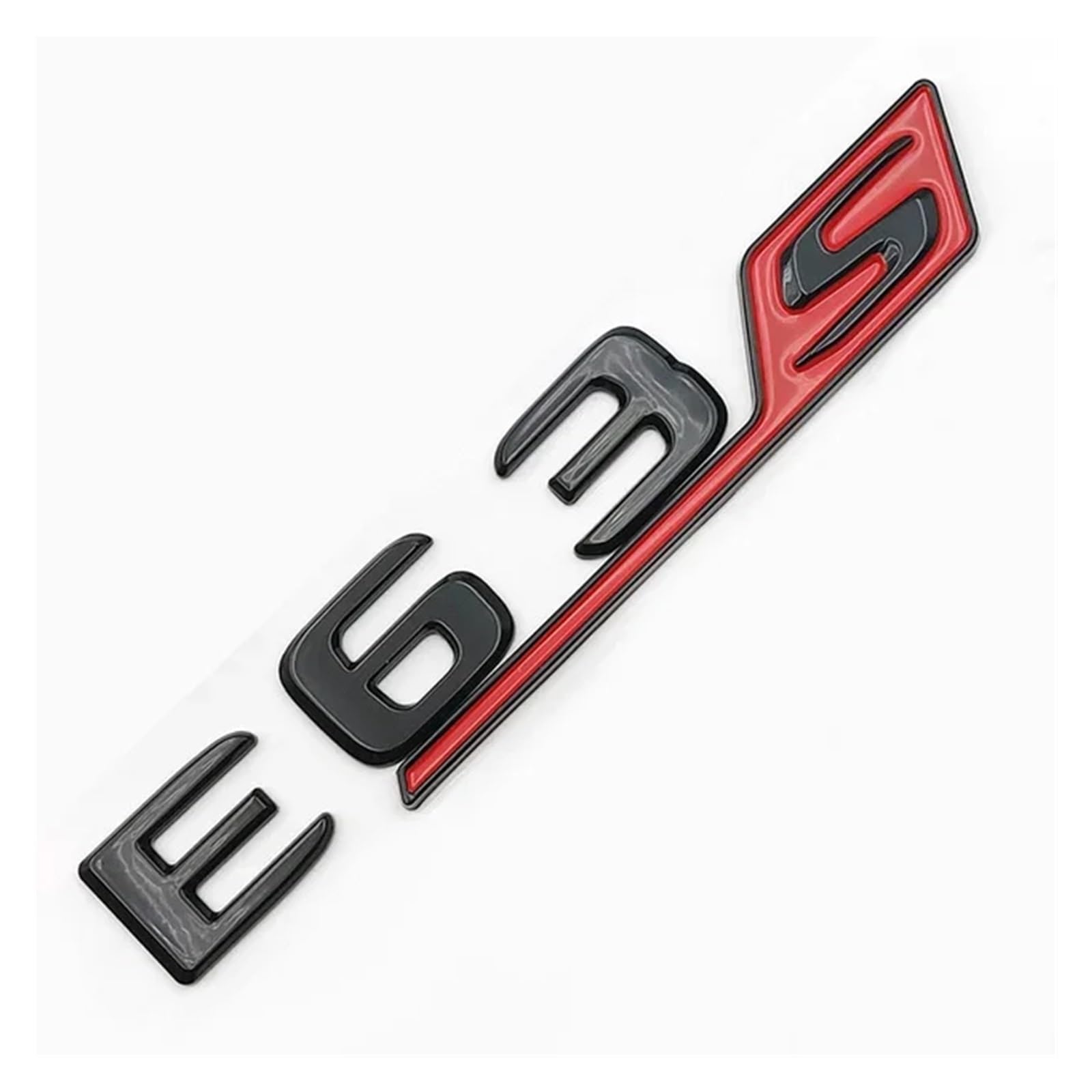 NIBOTT 3D ABS Schwarz Chrom Auto Hinten Stamm Abzeichen Aufkleber E63S Emblem Logo Aufkleber Passend for Mercedes E63S AMG W212 w213 Buchstaben Zubehör (Color : E63S Red) von NIBOTT