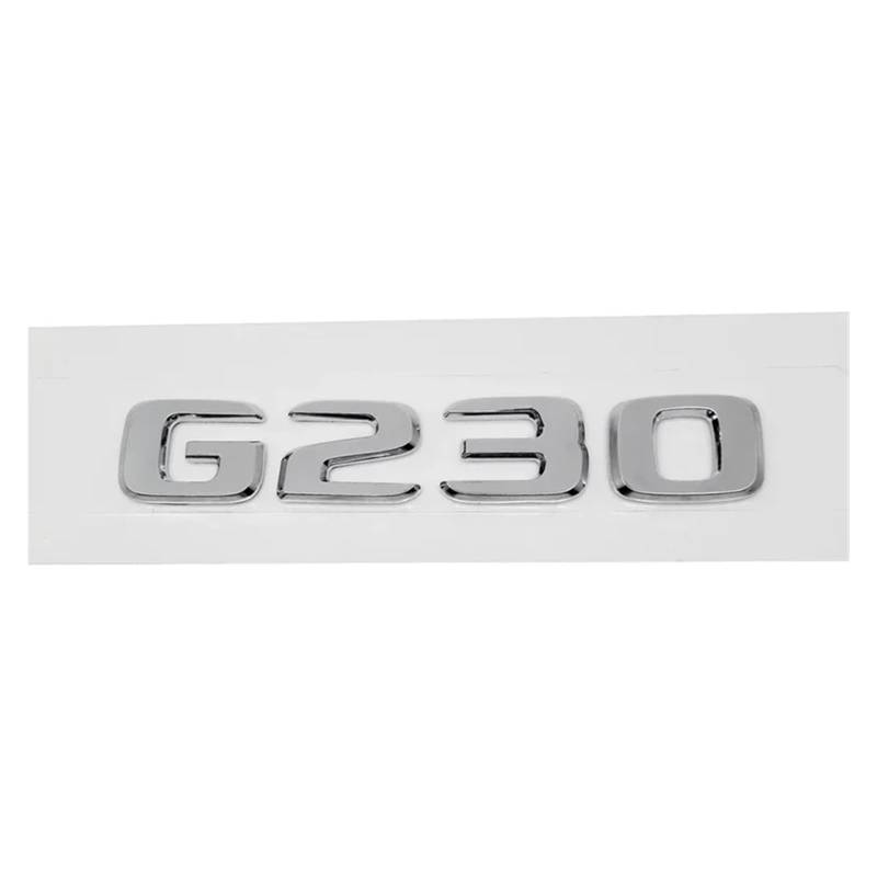 NIBOTT 3D-Buchstaben Auto Heckbox Emblem Heckkofferraum Aufkleber Abzeichen Passend for Mercedes Passend for Benz G36 G63 G65 G200 G230 G300 G350 G500 G550 G-Klasse(G230-Silver) von NIBOTT