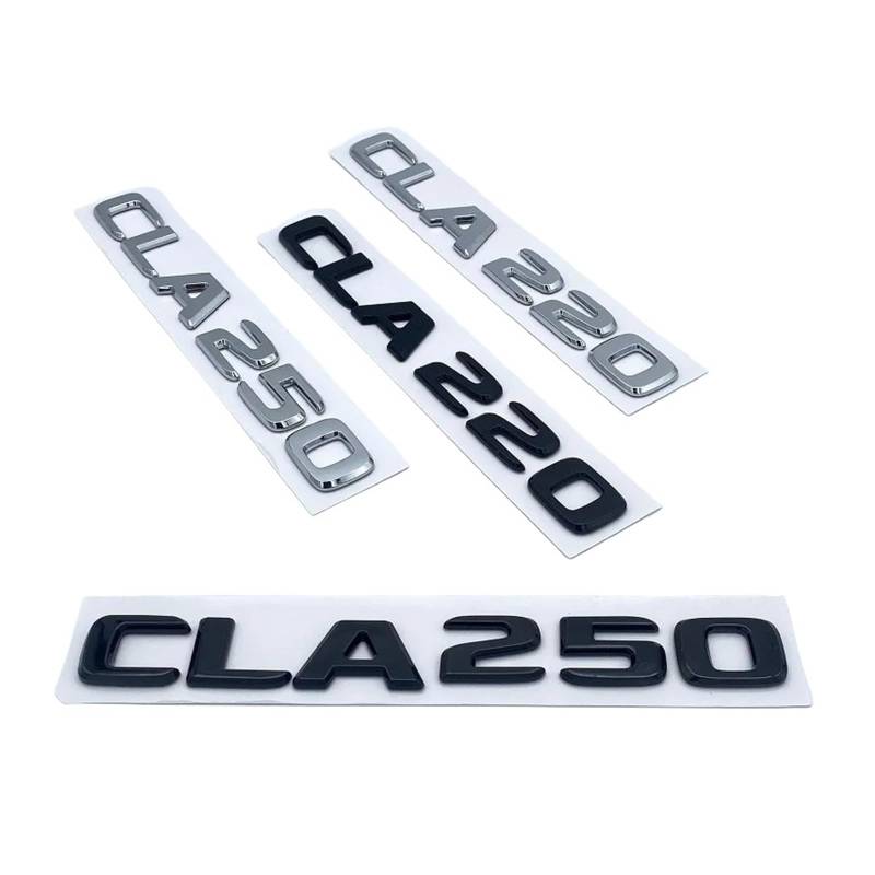 NIBOTT 3D Buchstaben CLA180 CLA200 CLA220 CLA250 CLA260 4Matic ABS Emblem Passend for Mercedes Benz C118 W117 Kofferraum Hinten Logo Aufkleber (Color : Glossy Black, Size : CLA180) von NIBOTT