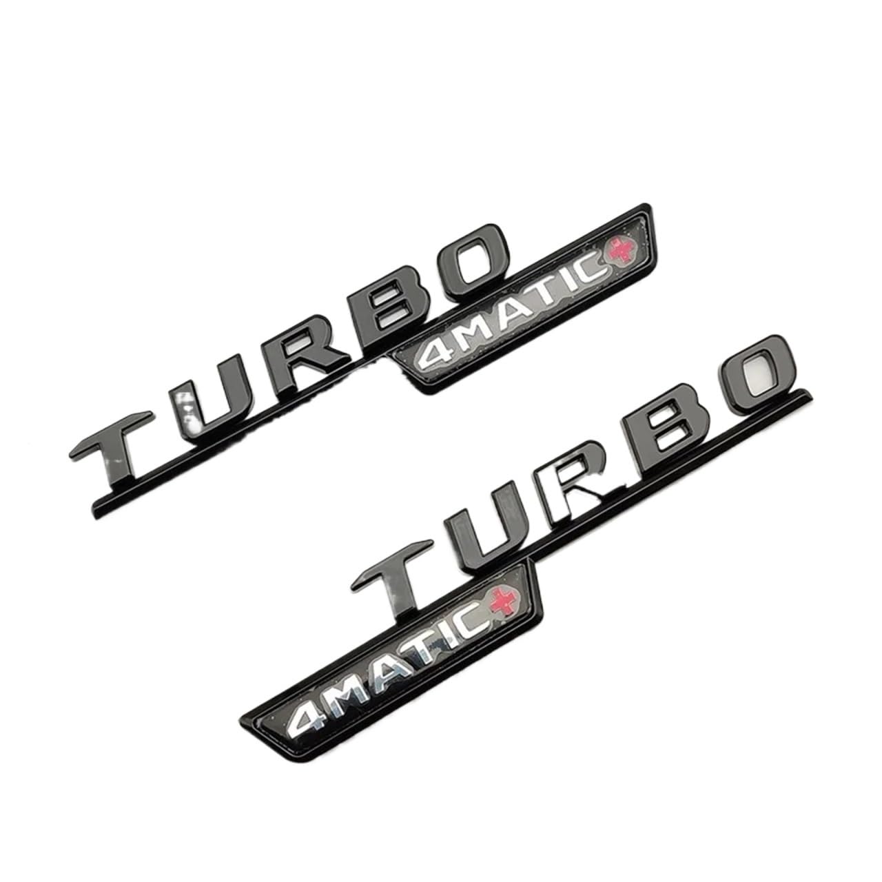 NIBOTT 3D Schwarze Chrom-Buchstaben for Auto-Logo-Aufkleber passend for Mercedes A45S AMG W177 Zubehör Turbo 4matic Emblem Heckkoffer-Abzeichen (Color : TB Plus Black 2pcs) von NIBOTT