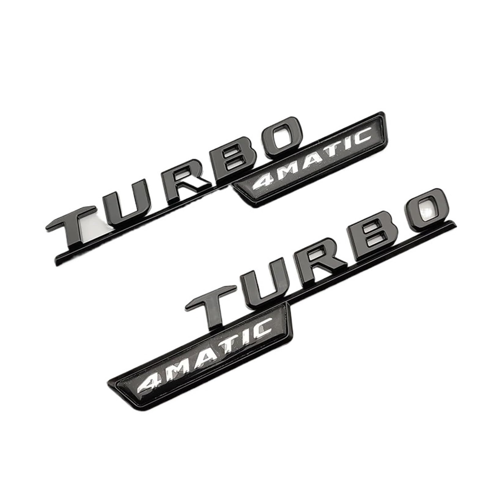 NIBOTT 3D Schwarze Chrom-Buchstaben for Auto-Logo-Aufkleber passend for Mercedes A45S AMG W177 Zubehör Turbo 4matic Emblem Heckkoffer-Abzeichen (Color : TB Black 2pcs) von NIBOTT