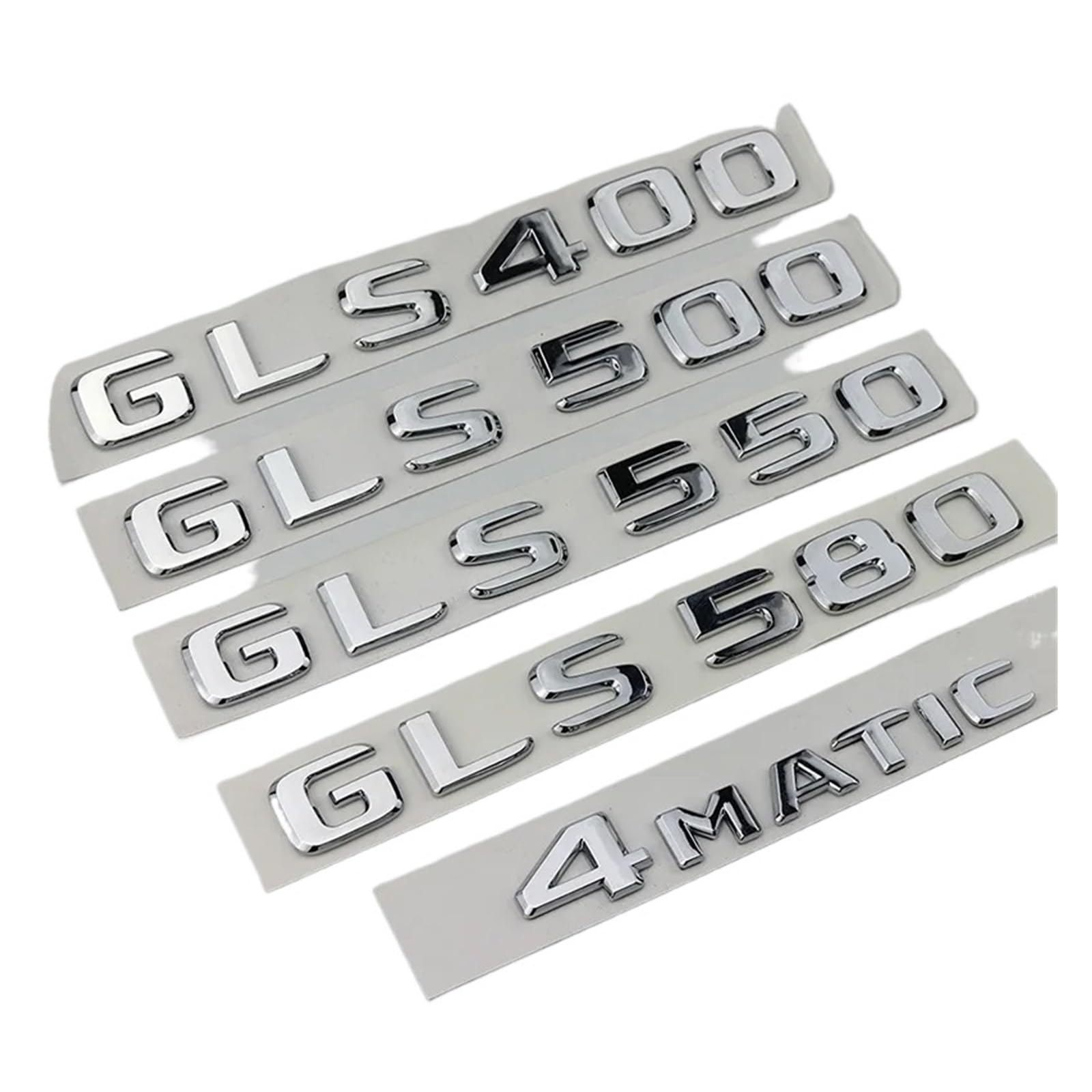 NIBOTT ABS 3D Chrom Buchstaben for Auto Emblem Logo Aufkleber Fit for Mercedes Benz GLS 63 AMG 400 450 500 550 580 X167 X166 Zubehör (Color : Chrome Silver, Size : AMG) von NIBOTT