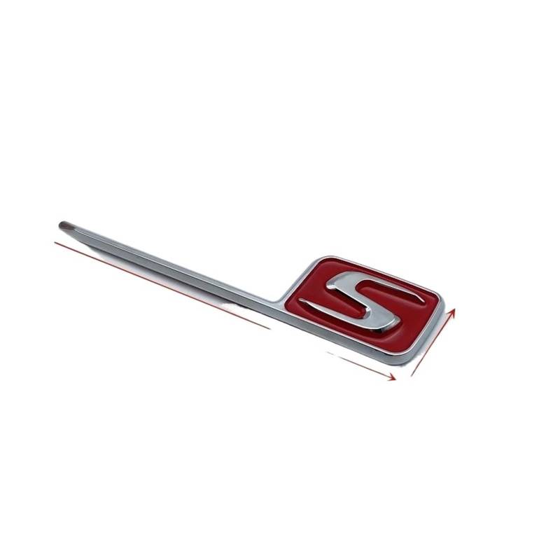 NIBOTT ABS S-Abzeichen-Emblem for den Kofferraum, passend for Mercedes-Benz AMG S AMG E63S C63S GLC63S GLE63S GLS63S GTS GT43S GTR GT53 GT50 CLA45S (Color : Silver red small) von NIBOTT