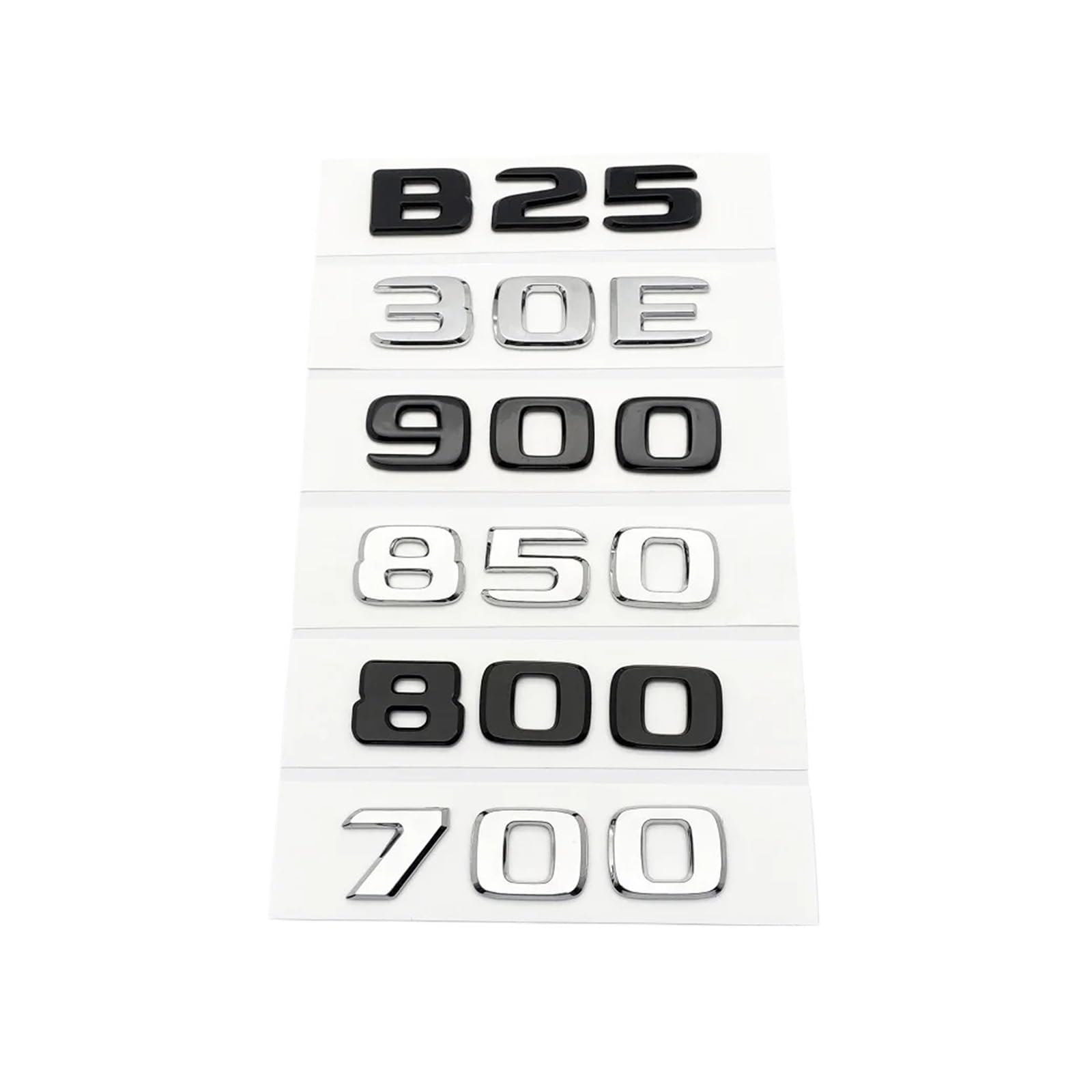 NIBOTT Schwarze Silberne Buchstaben B25 30E 900 850 800 700 ABS-Emblem passend for Mercedes Benz Brabus E W212 W213 Auto-Kofferraum-Abzeichen-Logo-Aufkleber (Color : Chrome Silver, Size : B R A B U von NIBOTT