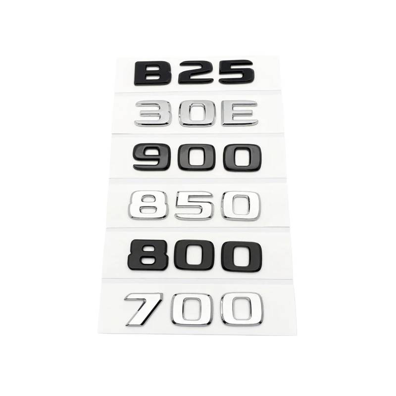 NIBOTT Schwarze Silberne Buchstaben B25 30E 900 850 800 700 ABS-Emblem passend for Mercedes Benz Brabus E W212 W213 Auto-Kofferraum-Abzeichen-Logo-Aufkleber (Color : Chrome Silver, Size : B R A B U von NIBOTT