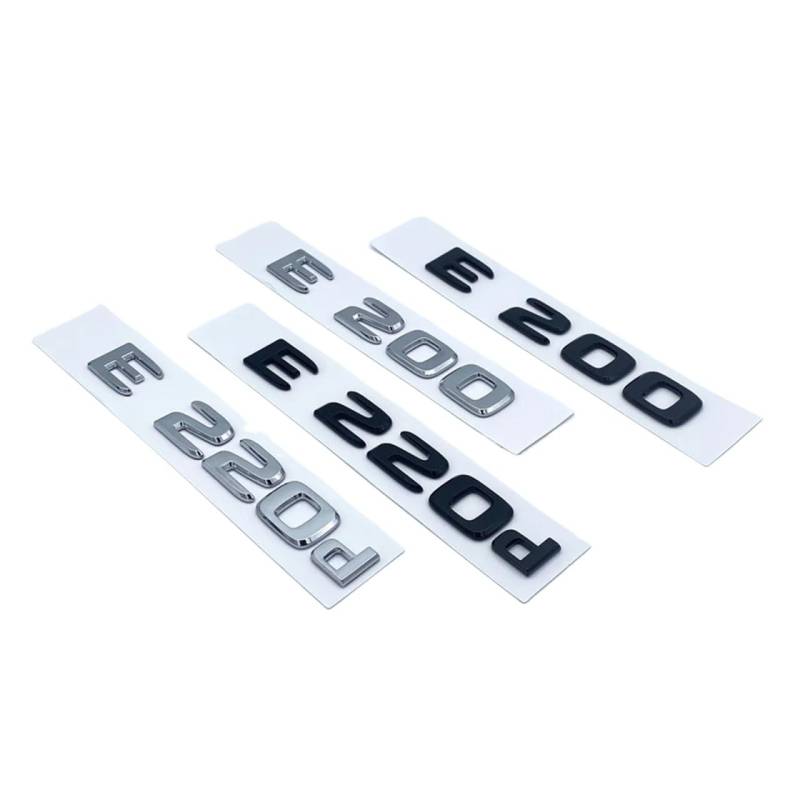 NIBOTT Schwarze Silberne Buchstaben E200 E260 E300 E400 E220d E350e E300de 4Matic ABS-Emblem passend for Mercedes Benz W213 Auto-Kofferraum-Logo-Aufkleber (Color : Silver, Size : E300) von NIBOTT