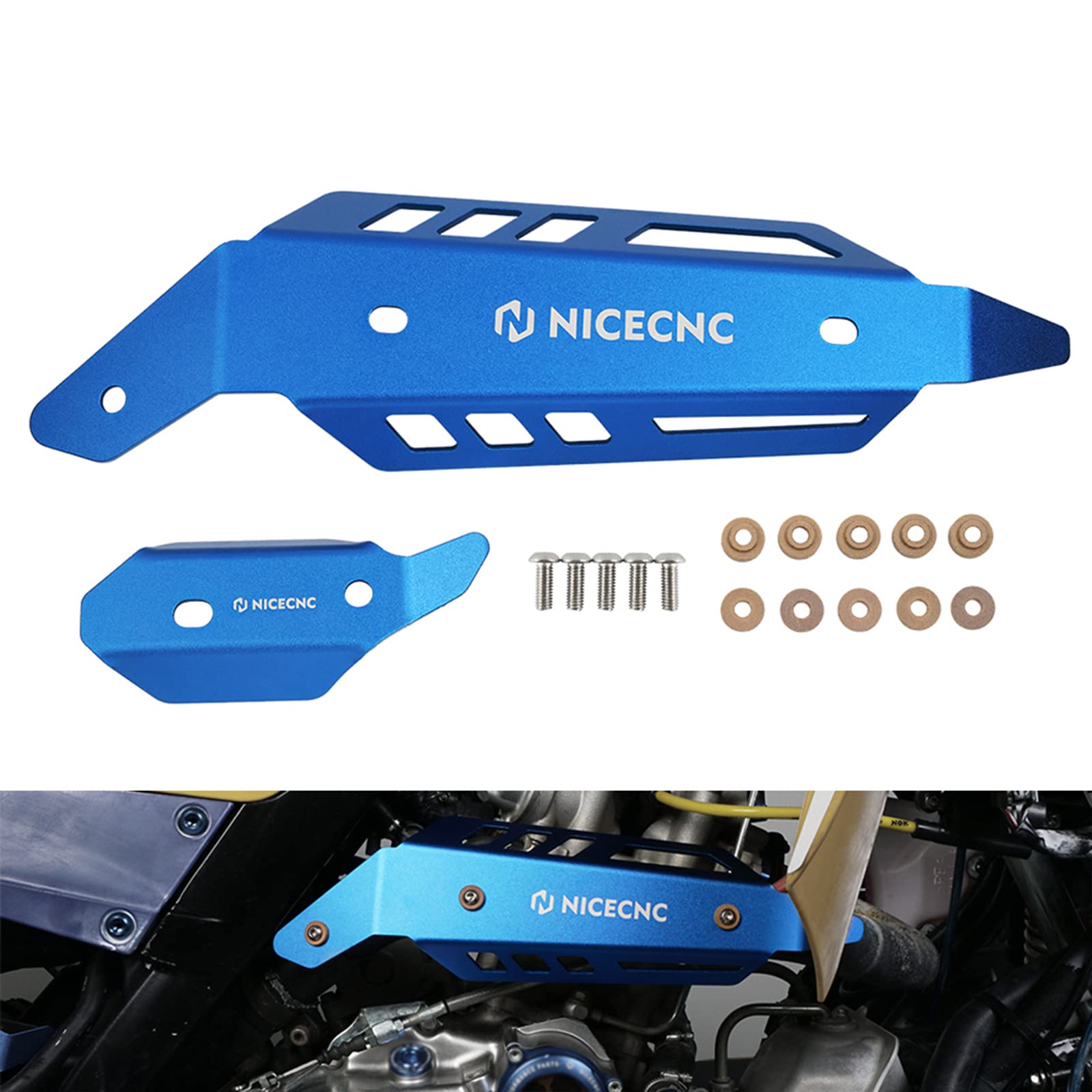 NICECNC Mittlerer Rohr-Wärmeschutzschild Compatible with Yamaha Raptor 700 2015 2016 2017 2018 2019 2020-2024, Raptor 700R 2015-2020 2021 2022 2023 2024, 700R SE 2015-2023 Blau von NICECNC