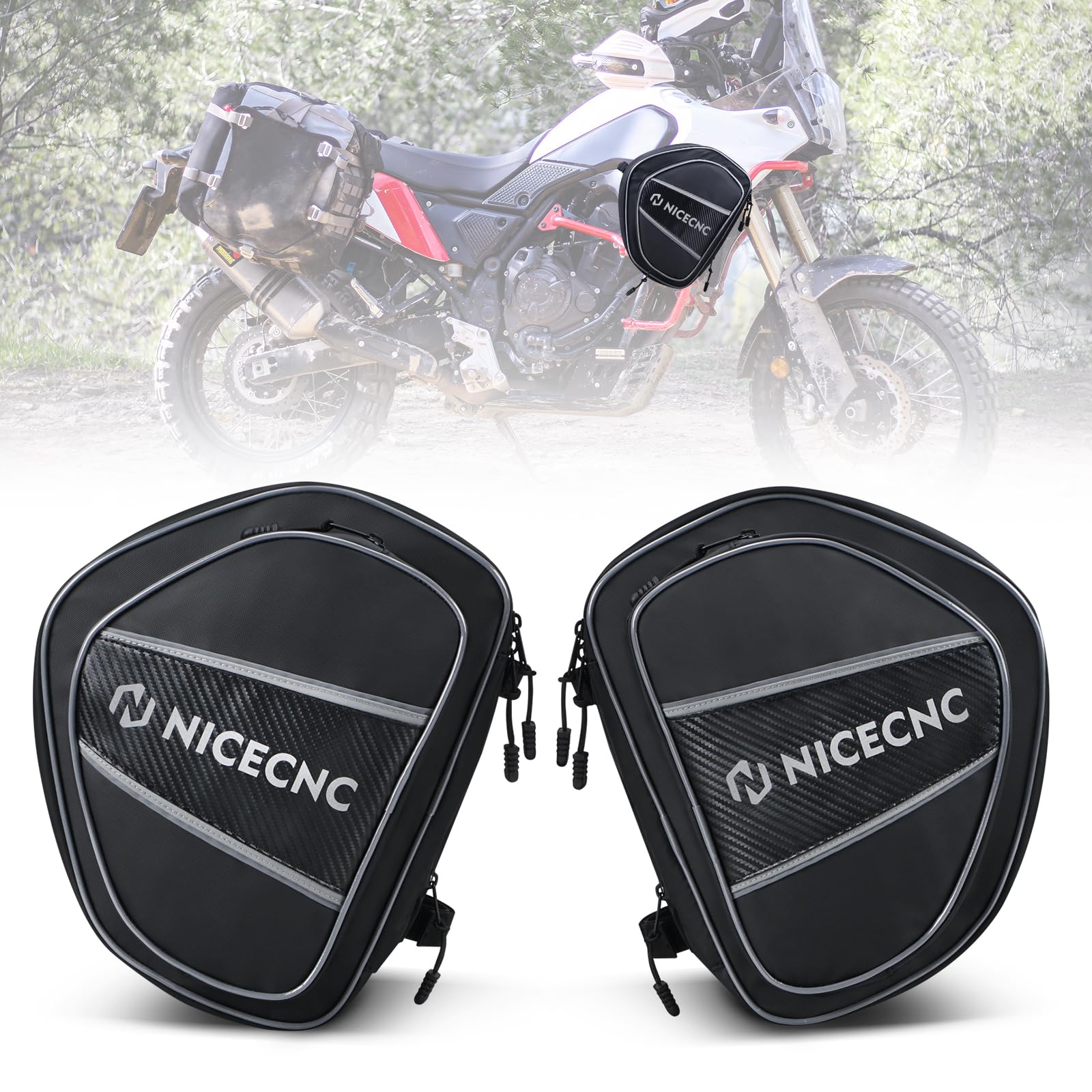 NICECNC Tenere 700 Motorrad Sturzbügeltaschen 2 Stück, 11L Erweiterbar Motorrad Rahmentasche Werkzeug Zubehör Aufbewahrungstasche Reisegepäck Tasche Kompatibel mit Yamaha Tenere 700, einfach zu von NICECNC