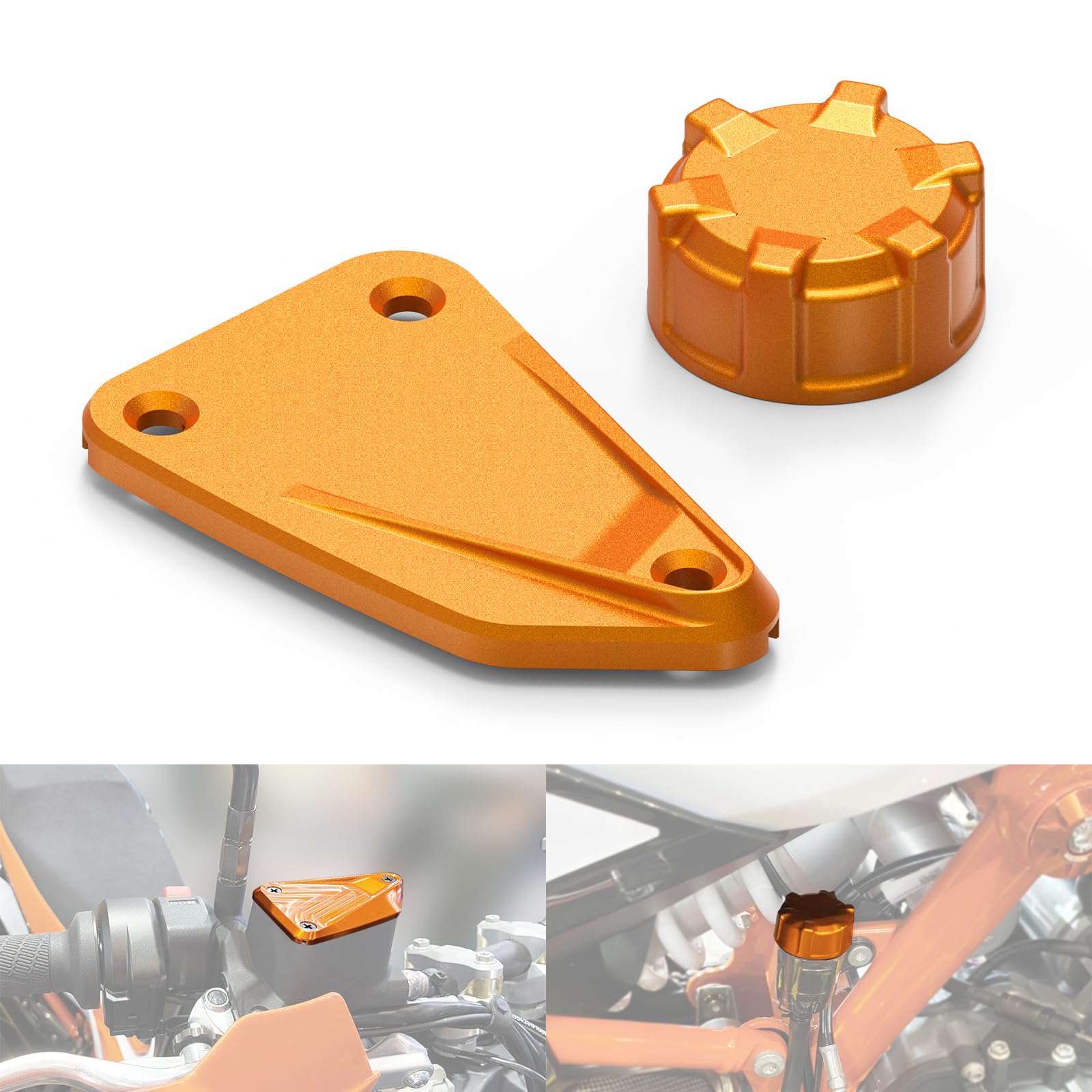 NICECNC Vordere und hintere Bremsbehälter-Abdeckkappe, kompatibel mit 790/890 Duke/Adventure 2018–2021 Aluminium, siehe Passform, Orange von NICECNC