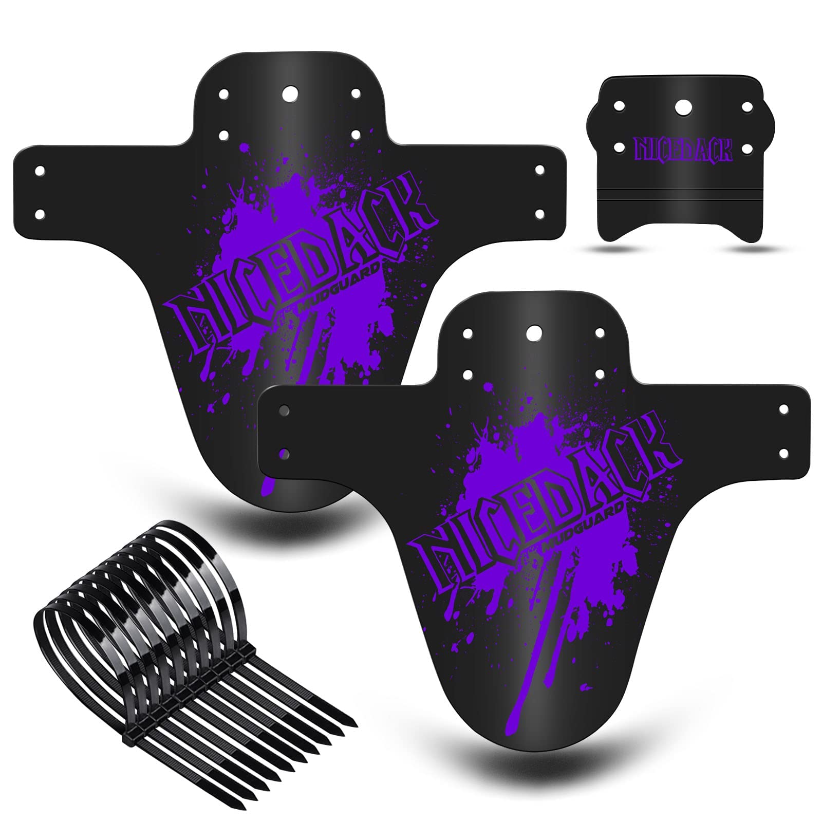 NICEDACK MTB Schutzbleche,Fahrrad Mudguard 2 Stücke MTB Mud Guard Mountainbike Hinten und Vorne Schlamm schaber Spritzschutz (A-Schutzbleche, A-Violett) von NICEDACK