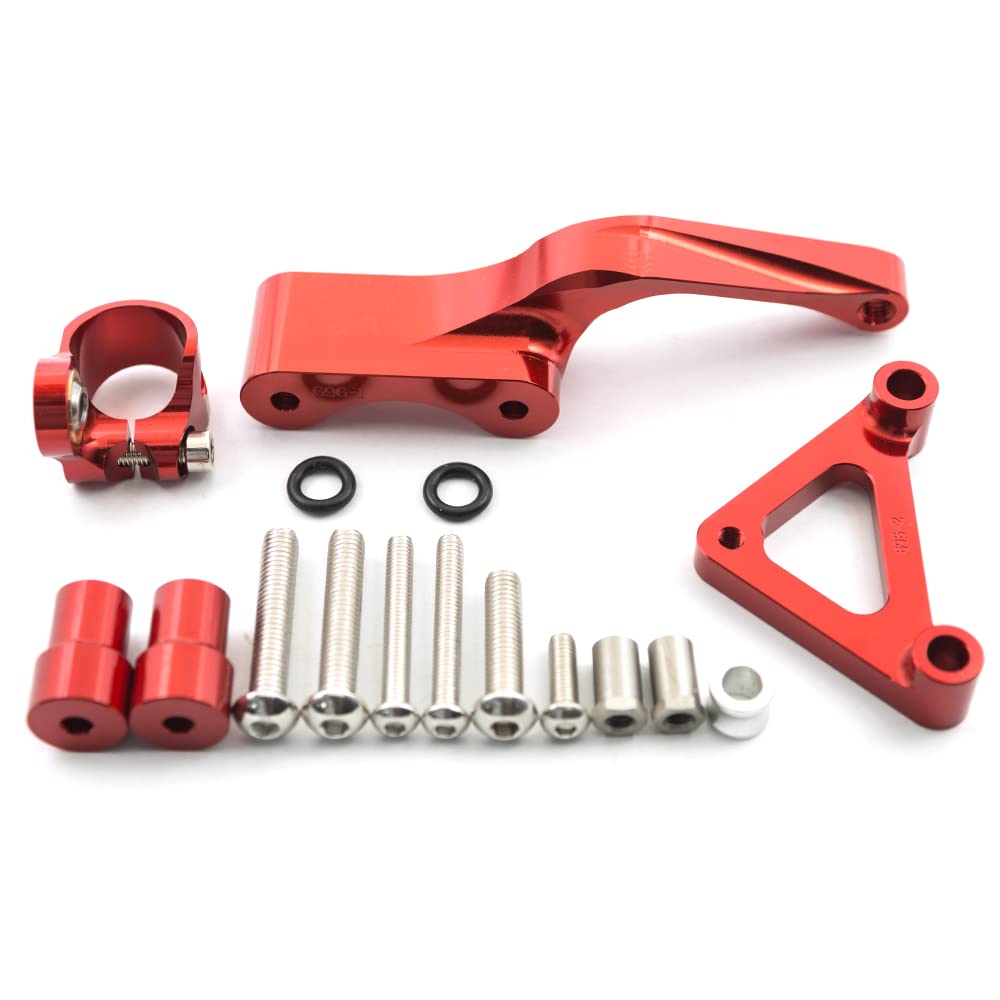 CNC Montagehalterung Stützset für Ducat-i 696 796 795 Motorrad Lenkungsdämpfer Stabilisator Rot von NICEDOLL