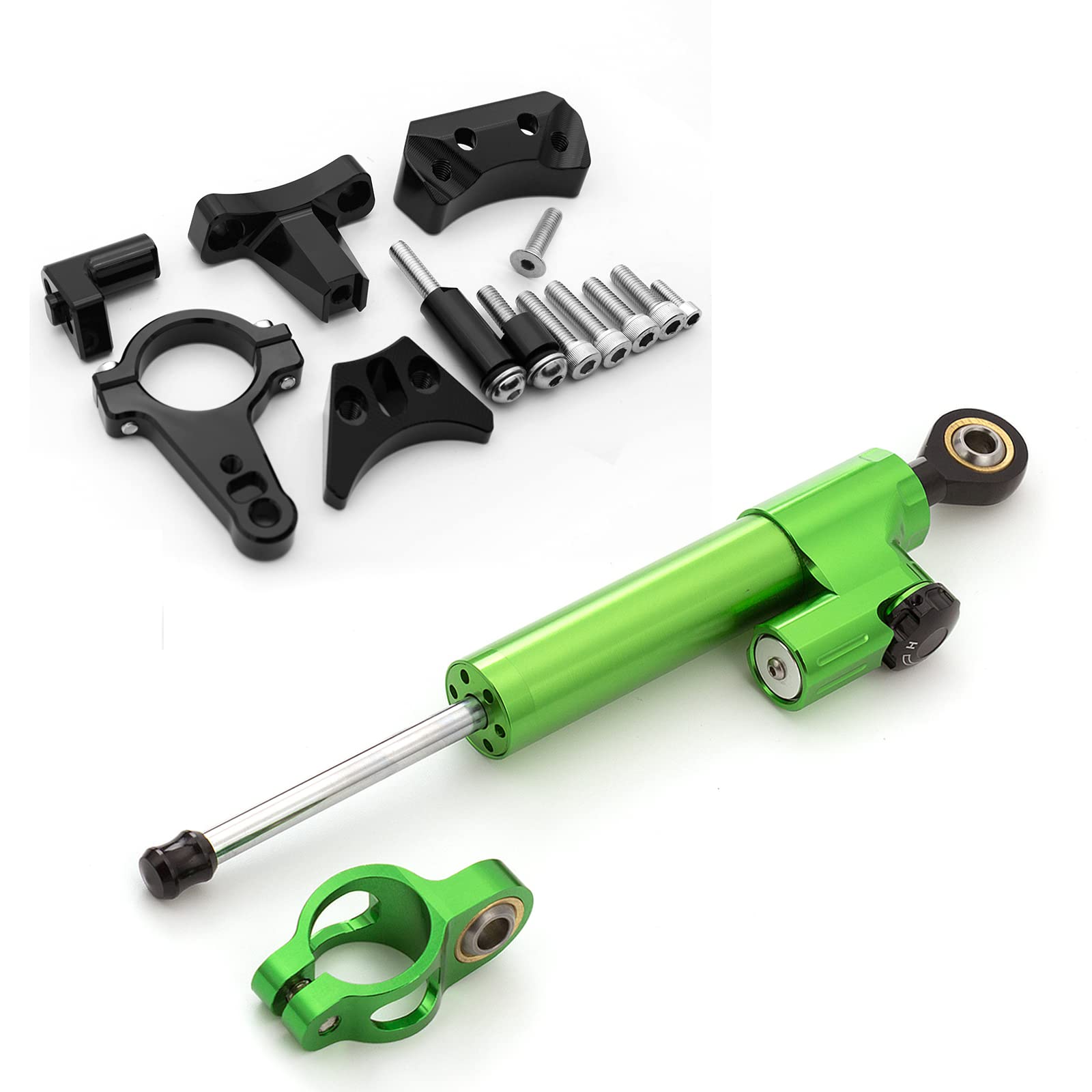 Passend für Ninja400 2018 2019 2020 2021 CNC Motorrad Lenkungsdämpfer Stabilisator Puffer Control Bar mit Montagehalterung Support Kit Komplettes Set von NICEDOLL