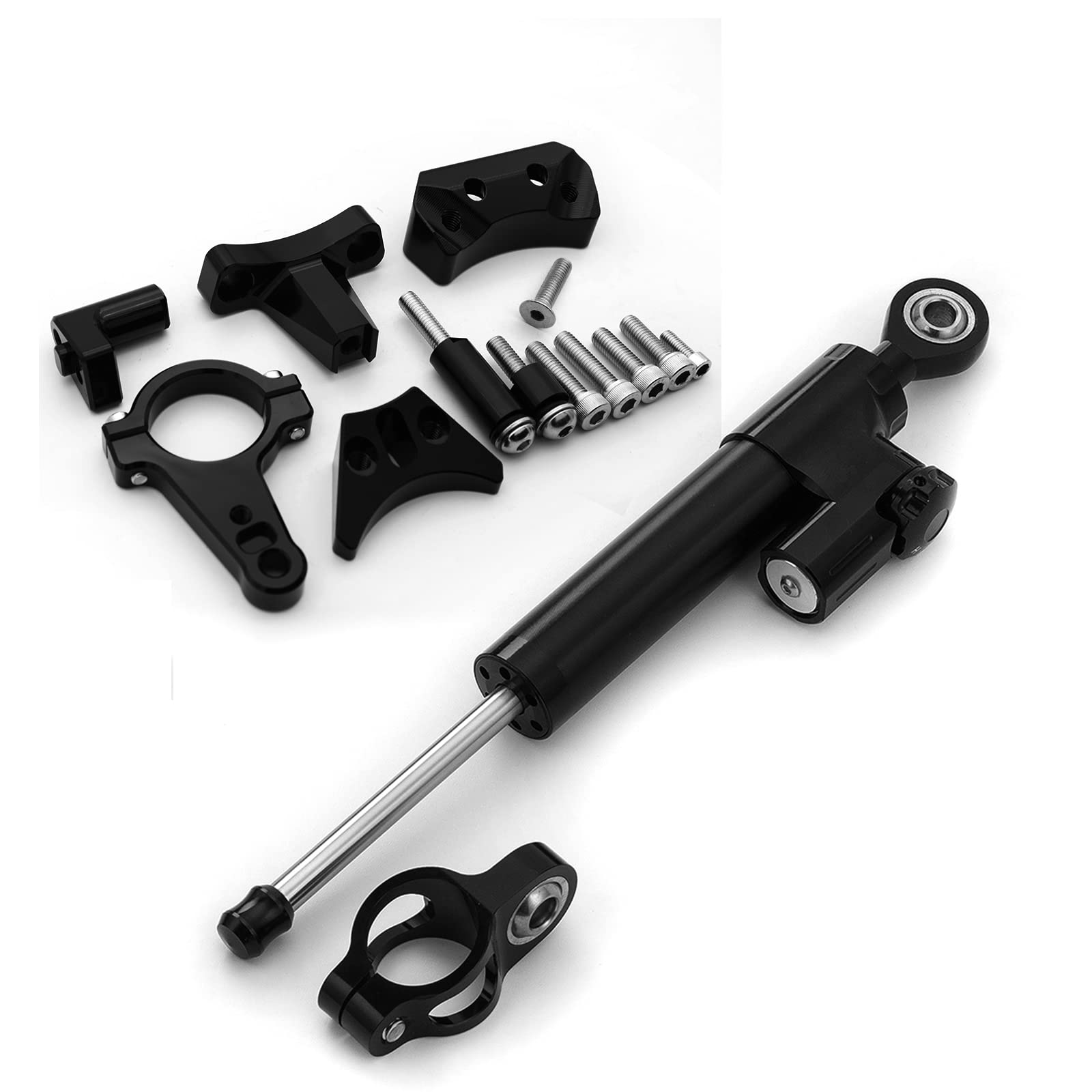 Passend für Ninja400 2018 2019 2020 2021 CNC Motorrad Lenkungsdämpfer Stabilisator Puffer Control Bar mit Montagehalterung Support Kit Komplettes Set von NICEDOLL