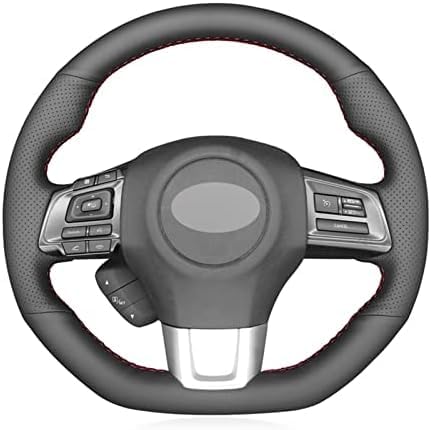 Schwarzes Leder-Auto-Lenkrad-Abdeckung, für Subaru für WRX (STI) 2014–2021 für Levorg (STI) 2014–2021, handgenähte Auto-Lenkrad-Abdeckung von NICPET