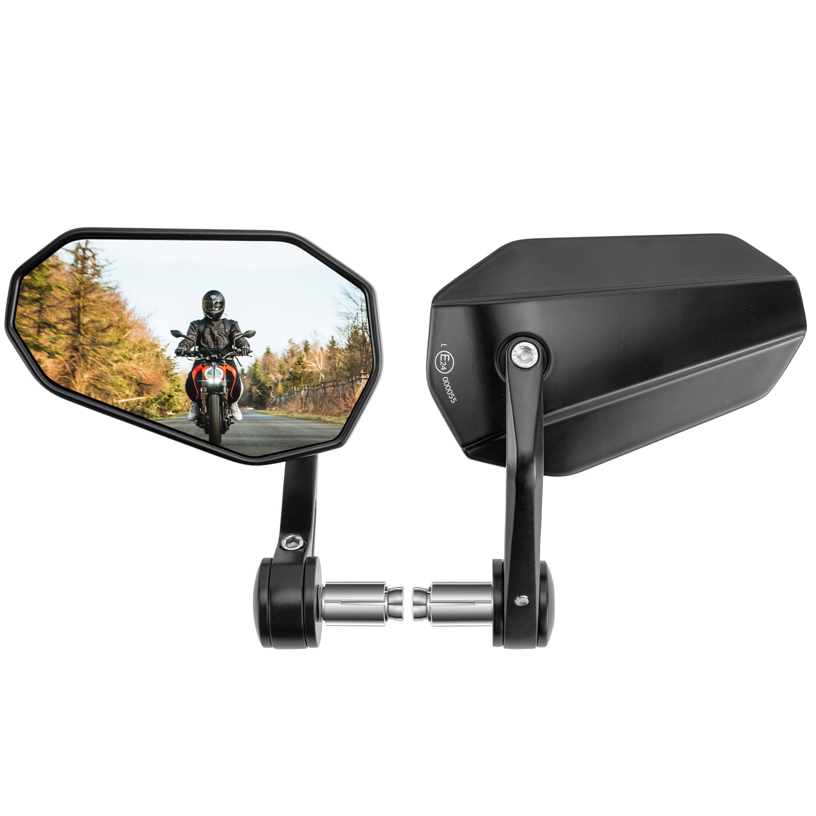 NIGOOLATA Lenkerendenspiegel Motorrad Universal Motorrad Spiegel Rückspiegel E-geprüft 360°drehbarer für Scooter Roller ATV 2 Stück von NIGOOLATA