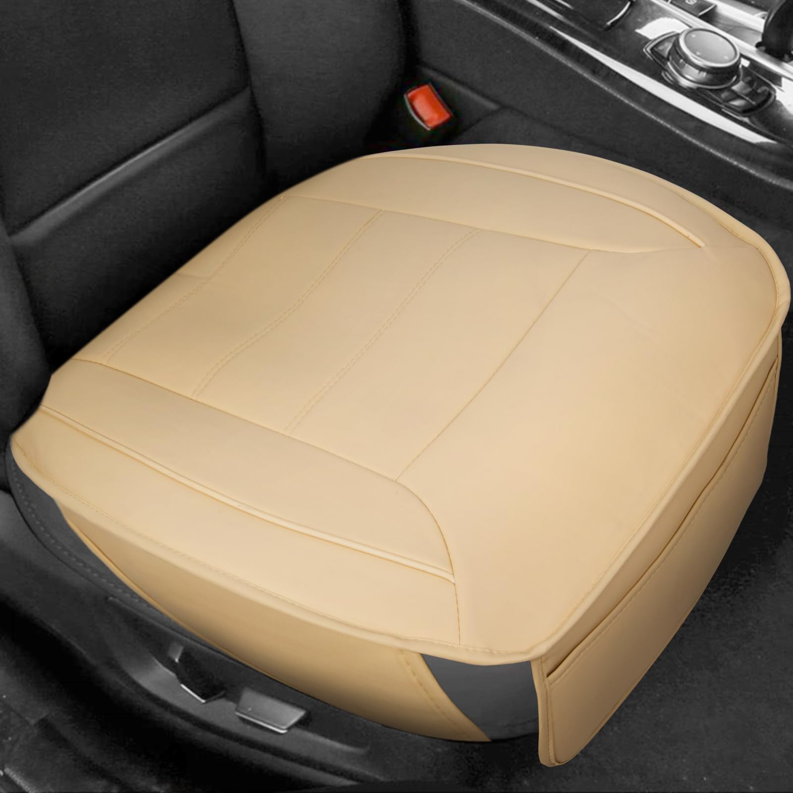 NIGOOLATA PU Leder Autositzbezüge Vordersitze Universal Universal Sitzschoner Sitzbezüge Auto Vorne 1 Stück, Beige von NIGOOLATA