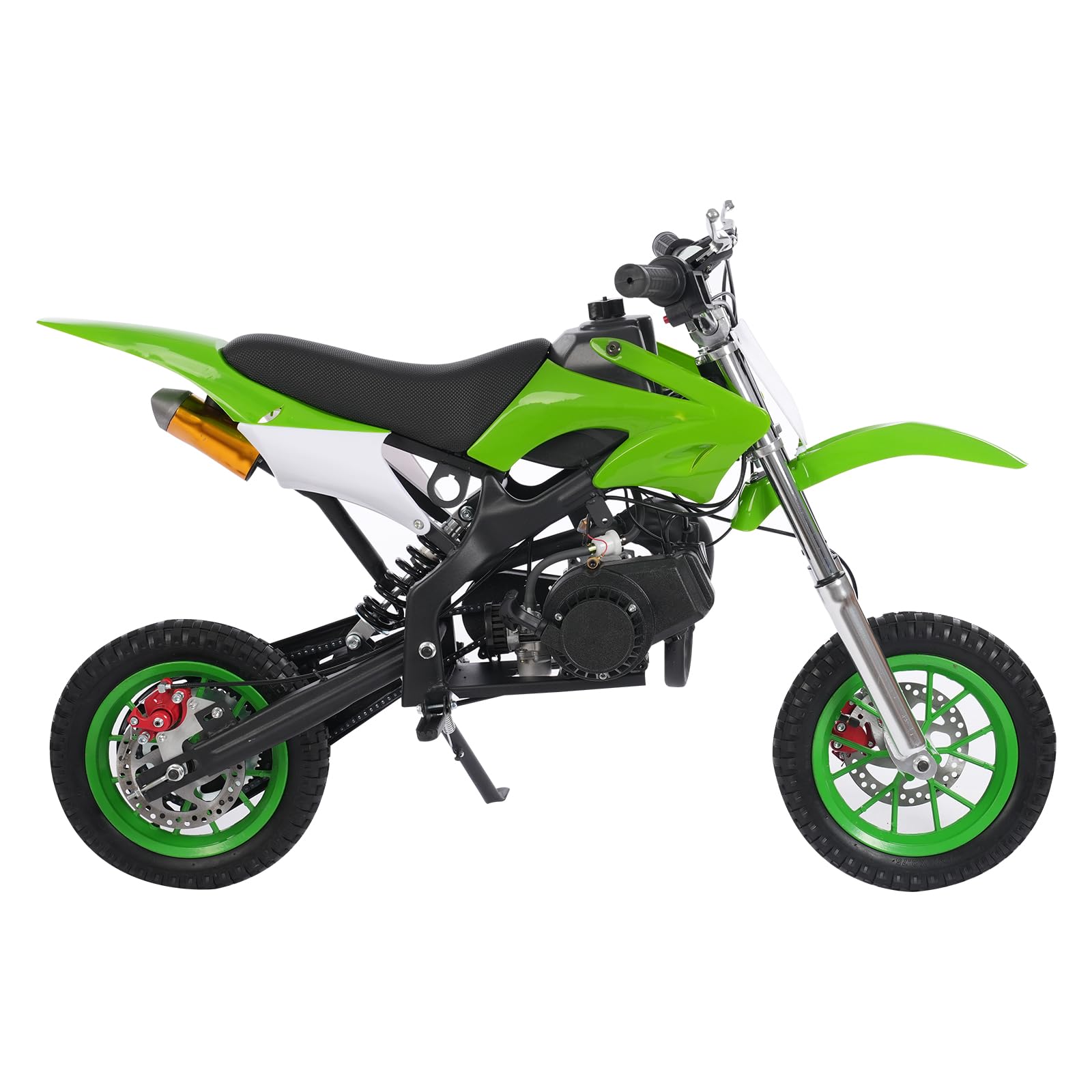 49ccm Dirt Bike Dirtbike 2 Takt motor Pocketbikes 50/60km/h Kinder Motorrad Kinder Cross Motorrad 8/10 Zoll 49cc Pocket Bike Benzin 1.8L Tankinhalt Crossbike Pitbike (Grün, 8 ZOLL) von NIGORIY