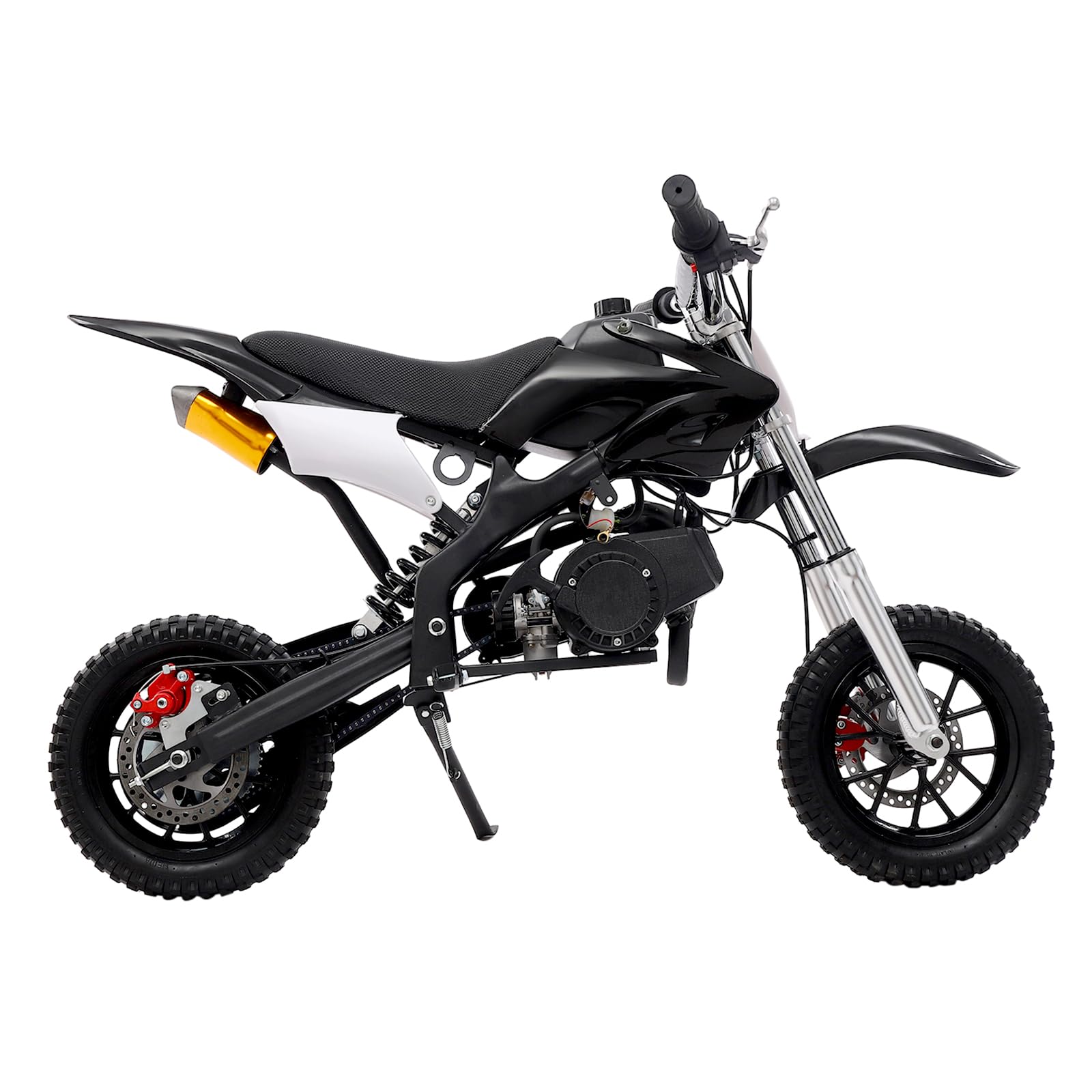 49ccm Dirt Bike Dirtbike 2 Takt motor Pocketbikes 50/60km/h Kinder Motorrad Kinder Cross Motorrad 8/10 Zoll 49cc Pocket Bike Benzin 1.8L Tankinhalt Crossbike Pitbike (Schwarz, 8 ZOLL) von NIGORIY