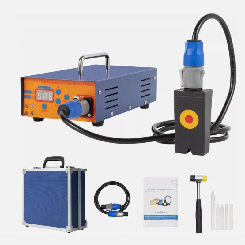 NIGORIY 1380W Auto Dellenreparaturgerät PDR Induktionsheizung Maschine, 150KHz Heizung Auto Dellenentferner Elektromagnetische Impulstechnologie Auto Dellen Reparatur Set mit 5 Gummistäbe von NIGORIY