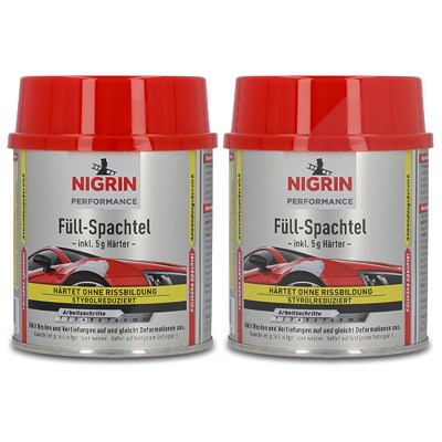 Nigrin 2x 250 g PERFORMANCE Füllspachtel 245 g + 5 g Härter [Hersteller-Nr. 72110] von NIGRIN