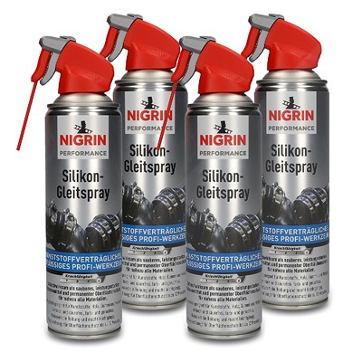 Nigrin 4x 500 ml PERFORMANCE Silikon-Gleitspray [Hersteller-Nr. 72241] von NIGRIN