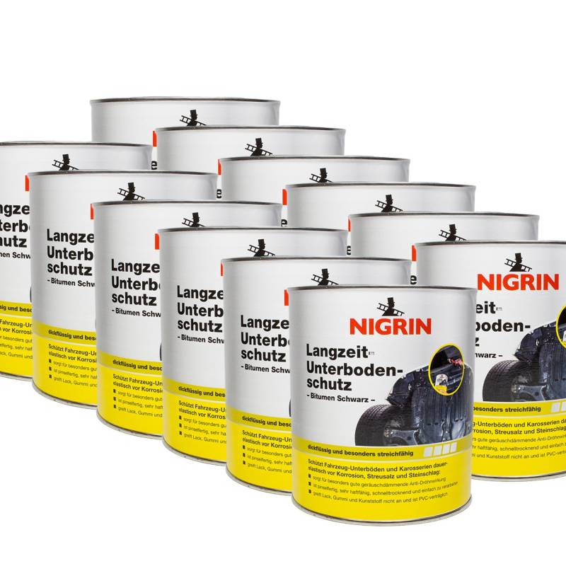 NIGRIN 12x 74061 Langzeit-Unterbodenschutz Bitumen schwarz 2,5 kg von NIGRIN