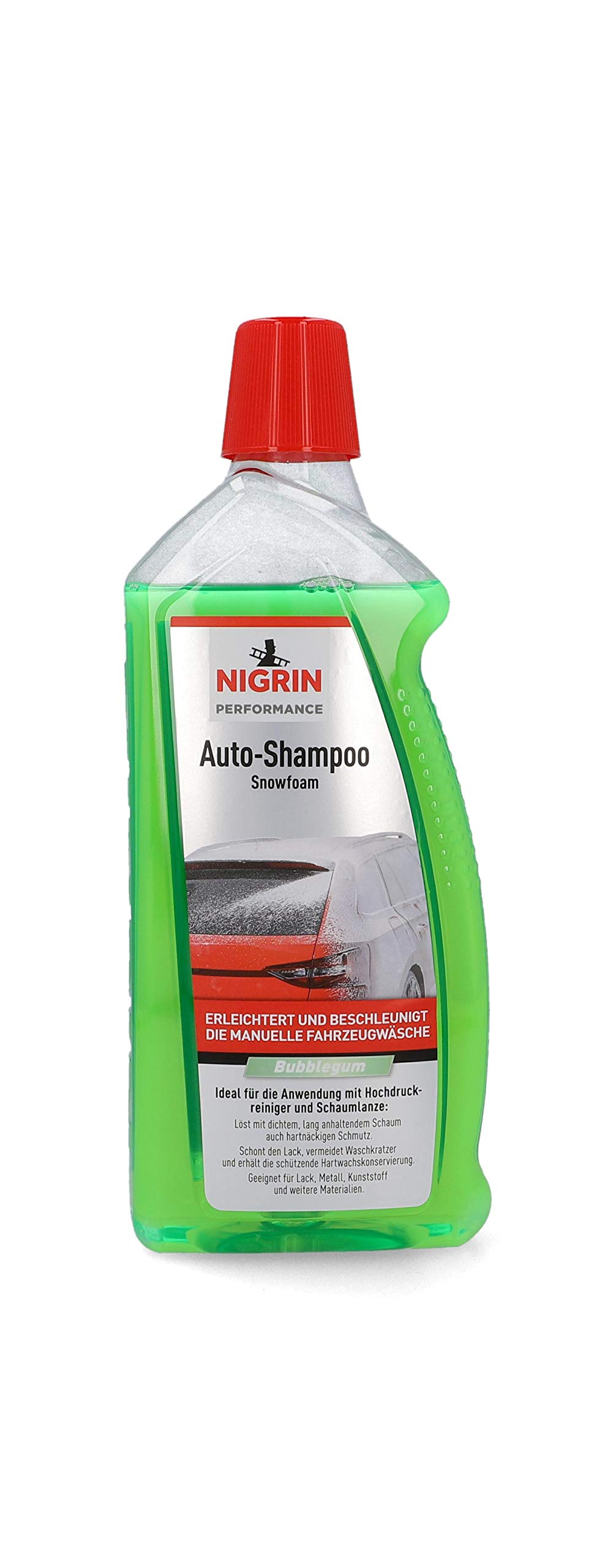 NIGRIN 20605 Auto Snowfoam 1 Liter, Foam Schaum-Shampoo erzeugt dichten,langhaftenden,schmutzlösenden Schaumteppich,Bubblegum-Duft von NIGRIN