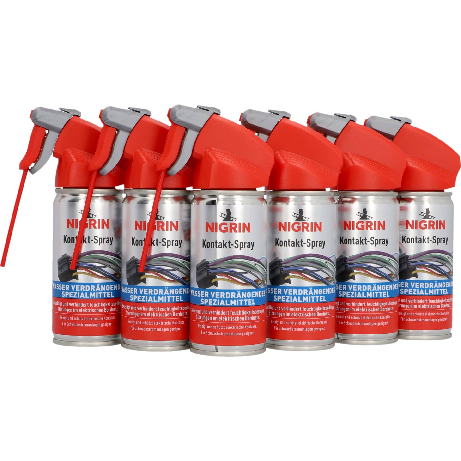 NIGRIN Kontakt-Spray für Elektronik, 6 x 100 ml, zur Reinigung und Schutz von elektronischen Kontakten von NIGRIN