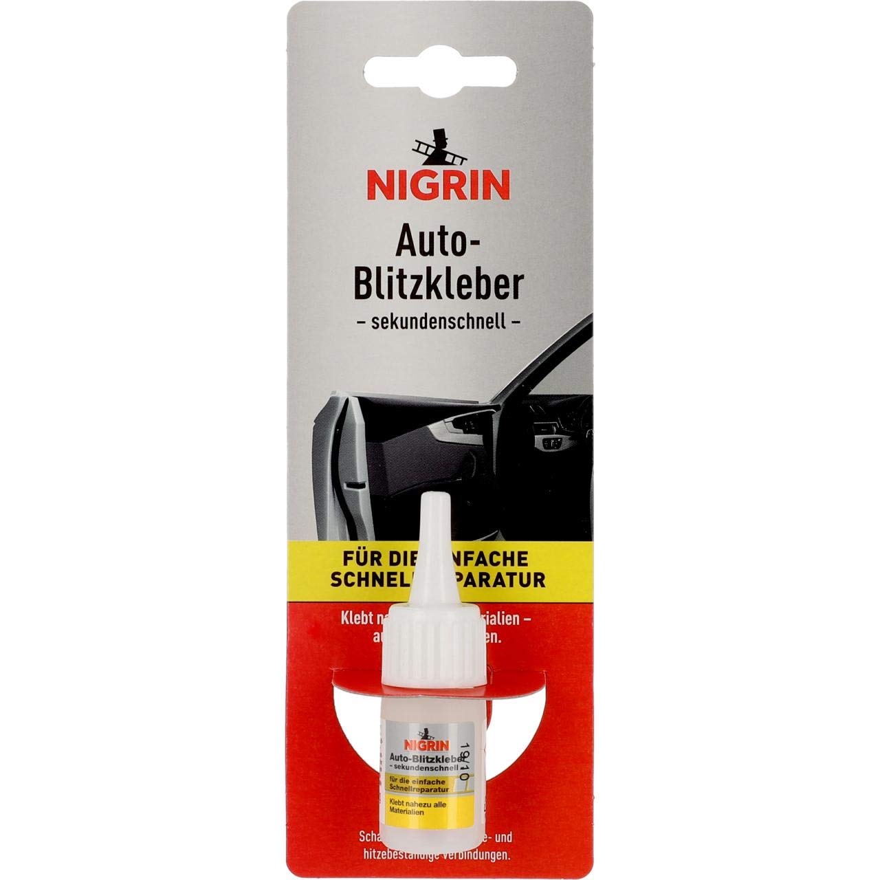 NIGRIN Auto-Blitzkleber, für die einfache und schnelle Reparatur, kälte- bzw. hitzebeständig, 10 g von NIGRIN