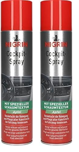 NIGRIN Cockpit-Spray Apfel, reinigt wirksam und schonend auch feingenarbte Oberflächen, 400 ml (Packung mit 2) von NIGRIN