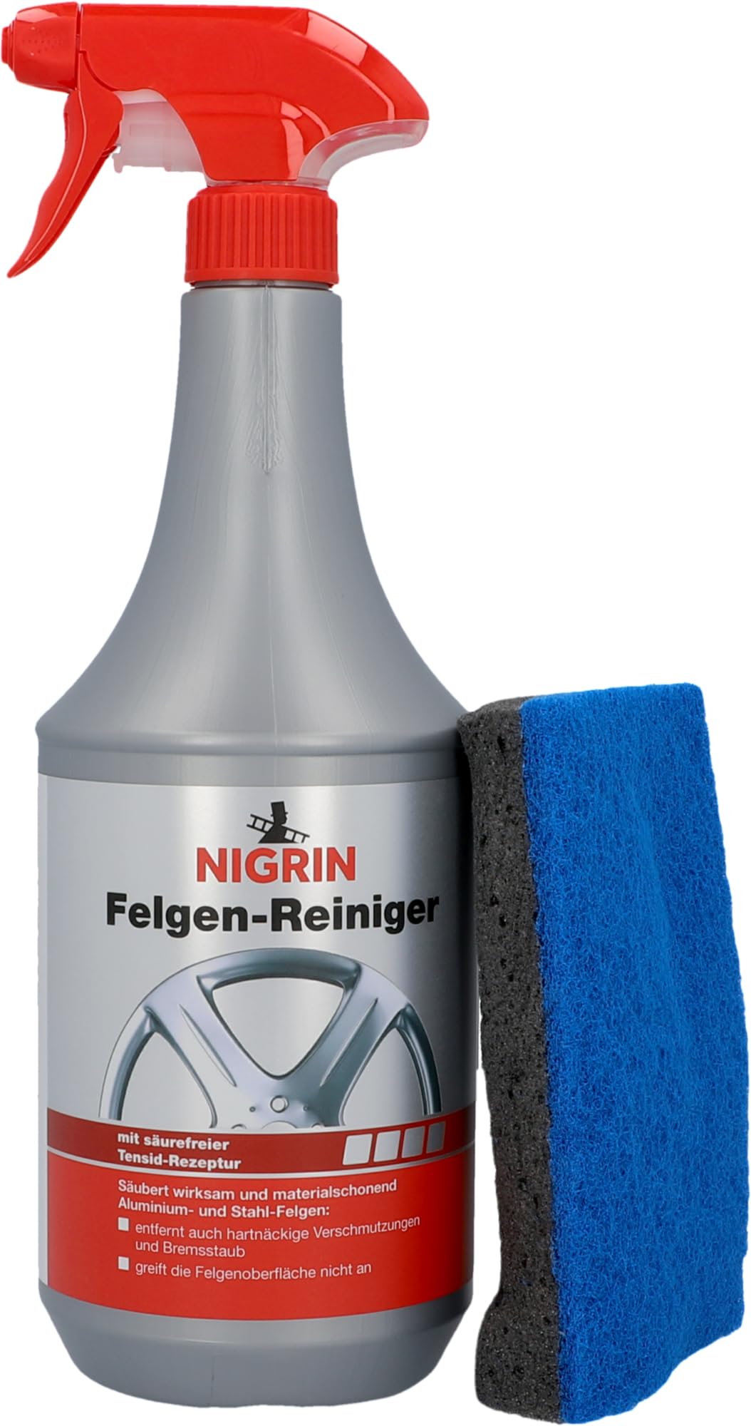 NIGRIN Felgen-Reiniger und Felgenschwamm 1 Liter, Blau von NIGRIN