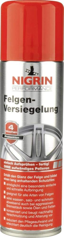 NIGRIN Felgen-Versiegelung Aerosol, Schutz vor Bremsstaub, Schmutz, Wasser und Salz, Langzeitkonservierung bis 4 Wochen, 300 ml von NIGRIN