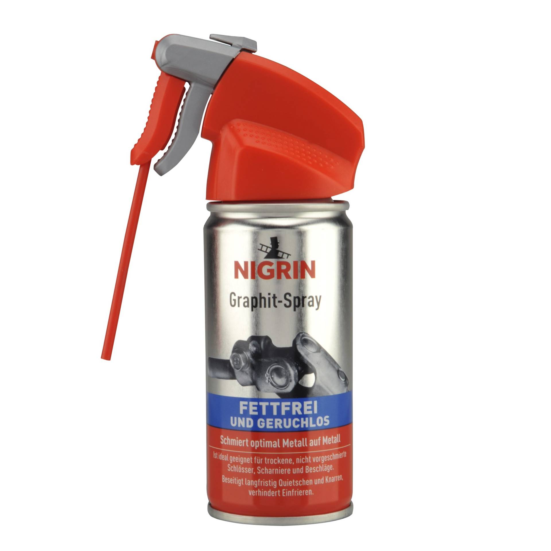 NIGRIN Graphit Spray, fettfrei und geruchslos, schmiert optimal Metall auf Metall, 100 ml von NIGRIN