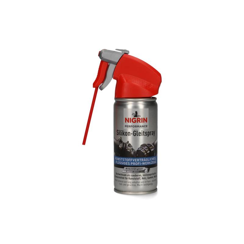 NIGRIN HyBrid Silikon-Gleitspray, für Kunststoff, Holz, Gummi und Metall, intensiv und langanhaltend, 100 ml von NIGRIN