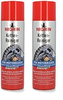 NIGRIN Kettenreiniger, 500 ml Sprühdose, Kettenspray für Motorrad, reinigt und entfettet Motorradketten (Packung mit 2) von NIGRIN