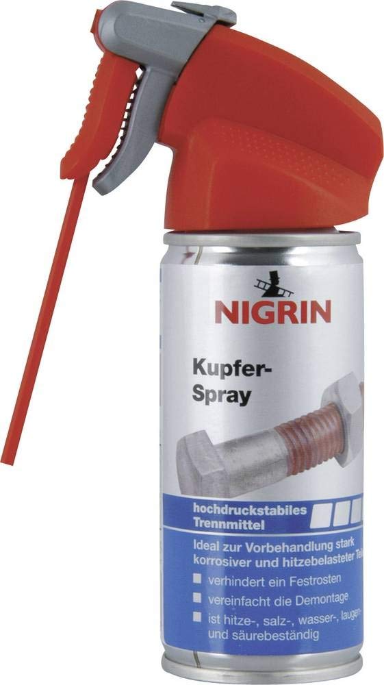 NIGRIN Kupfer-Spray, hochdruckstabiles Trennmittel, verhindert Festrosten, hitzebeständig, 100 ml, rot von NIGRIN