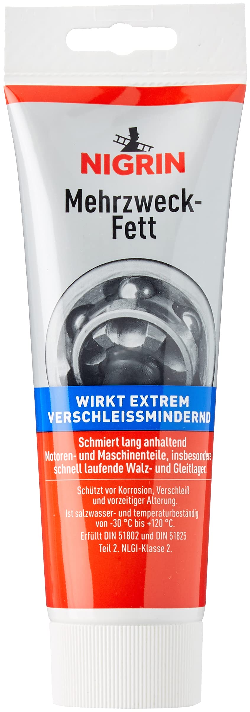 NIGRIN Mehrzweckfett, 250 ml Tube, schützt Motoren vor Korrosion und Alterung, temperaturbeständig von NIGRIN