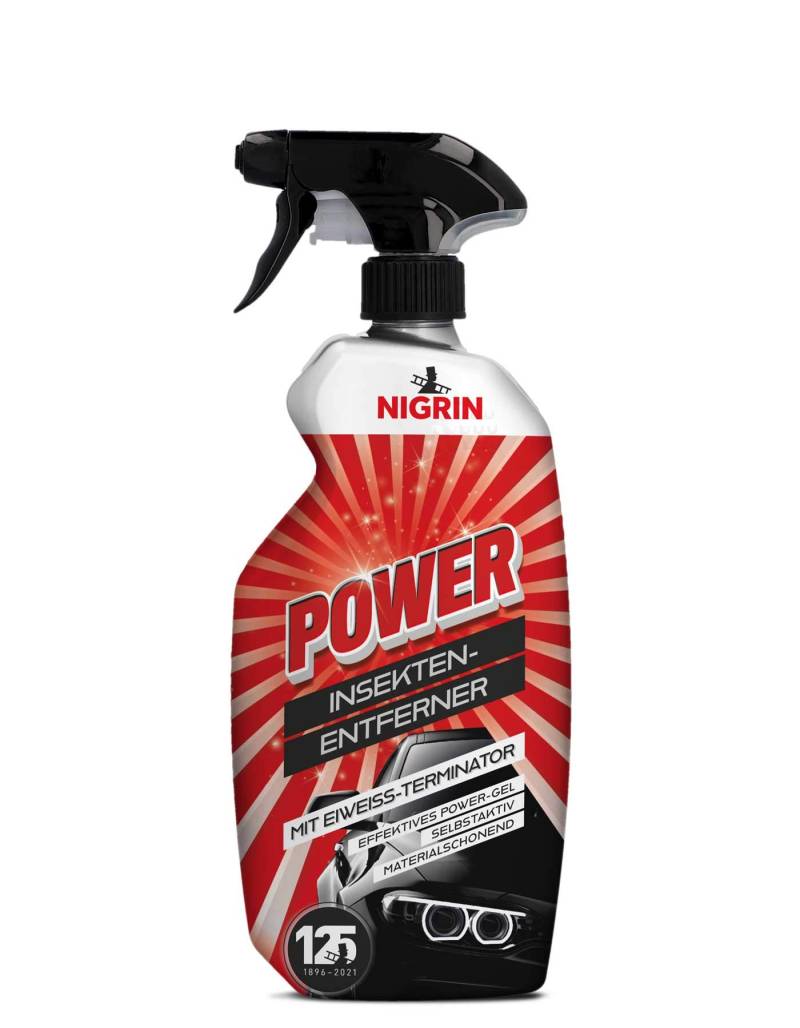 NIGRIN POWER Insekten-Entferner, Insekten-Reiniger, POWER-Gelformel mit Eiweiß-Terminator, 750 ml Sprühflasche, Grapefruit-Minze Duft von NIGRIN