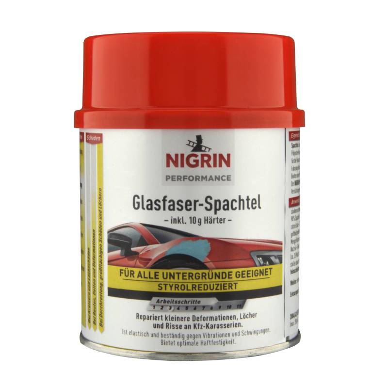 NIGRIN Performance Glasfaser-Spachtel, repariert kleinere Deformationen, Löcher und Risse, 500 g von NIGRIN