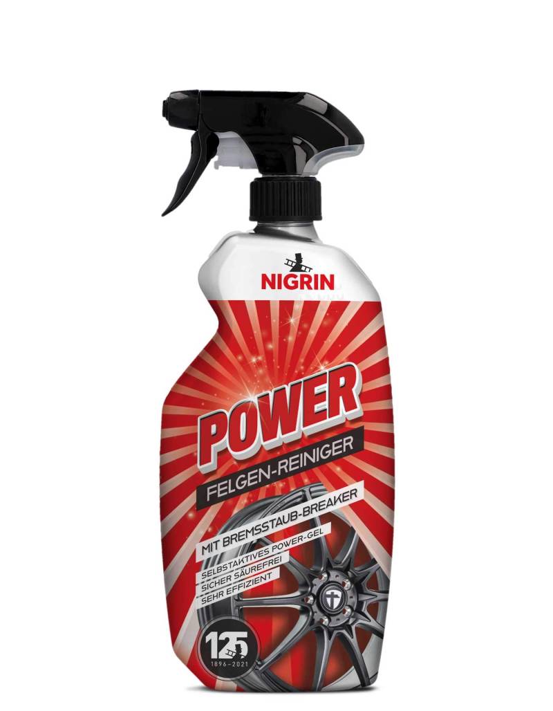 NIGRIN Power Felgenreiniger, mit säurefreier Gelformel und Bremsstaub-Breaker, integrierter Wirk-Indikator, selbstaktiv, 750 ml von NIGRIN