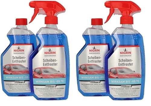 NIGRIN Scheiben-Entfroster Sprühflasche 1x500ml + 1x500ml Nachfüllflasche, Scheiben-Enteiser-Spray, Pumpzerstäuber, wirksam bis -55° C, verhindert Wiedervereisung (Packung mit 2) von NIGRIN