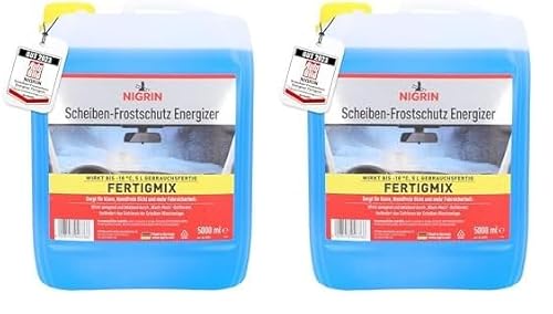 NIGRIN Scheiben-Frostschutz ENERGIZER Fertigmix -18°, schnellwirkend, schlierenfrei und verhindert erneutes Einfrieren, blau, 5 Liter (Packung mit 2) von NIGRIN